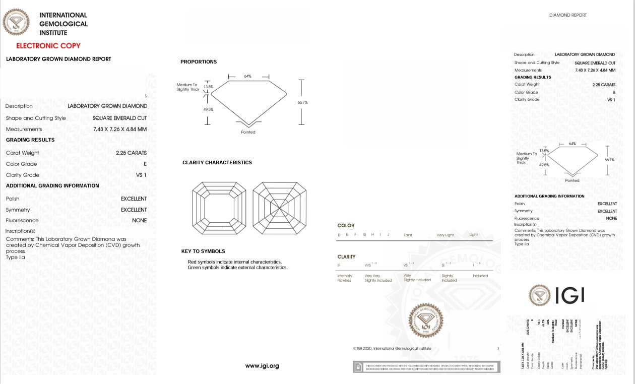 DAR101 - X-100-297 Asscher Diamond IGI Lab- Grown 2.25 Carat