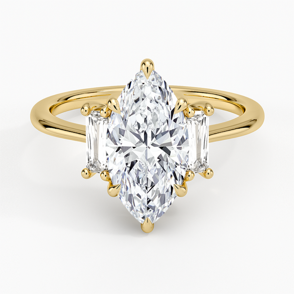 DDRG9 - Vertical Baguette Three Stone Diamond Engagement Ring