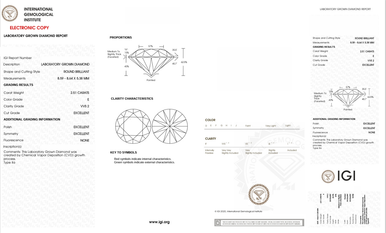 DR161 - 3271-J Round Diamond IGI Lab-Grown 2.51 carat