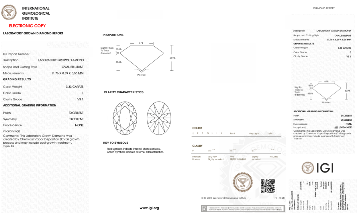 DOO1 - X-98-216 - Oval Diamond IGI - Lab Grown 3.33 Carat