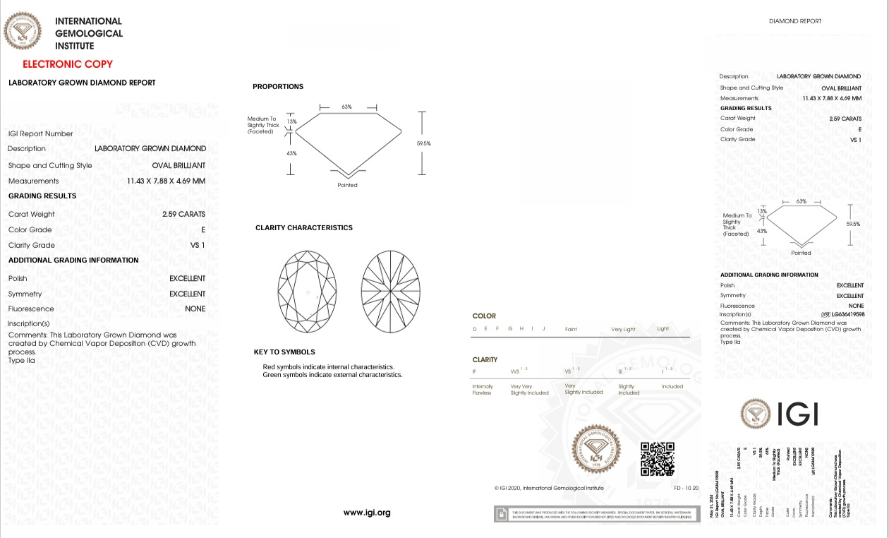 DO61 - K9598-J - Oval Diamond IGI - Lab Grown 2.59 Carat