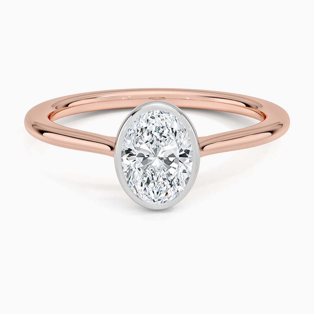 DDRG81 - Mixed Metal Petite Luna Bezel Engagement Ring