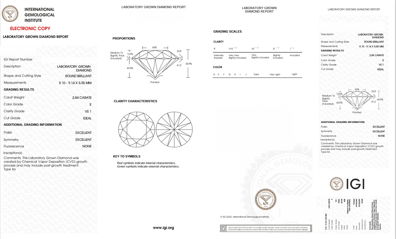 DR89 - X-93-015 Round Diamond IGI Lab-Grown 2.84 carat