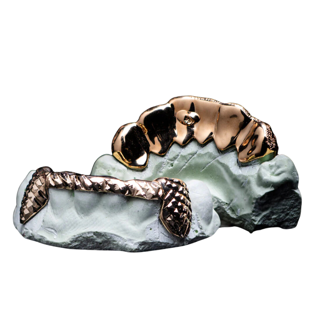 DD52 Solid Gold 6 Teeth with Connecting Bridge Grillz Bar