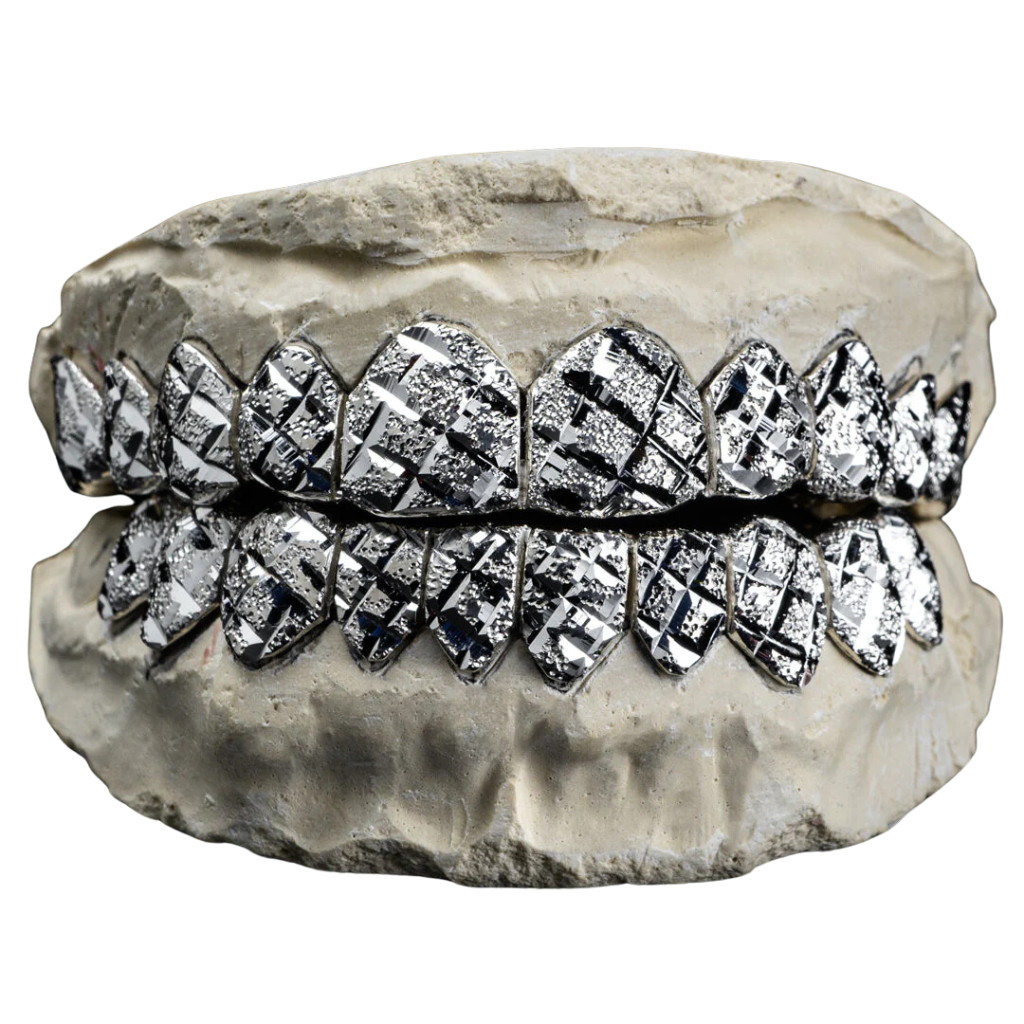 DD54 Solid .925 Sterling Silver Diamond Cut with Diamond Dust Grillz