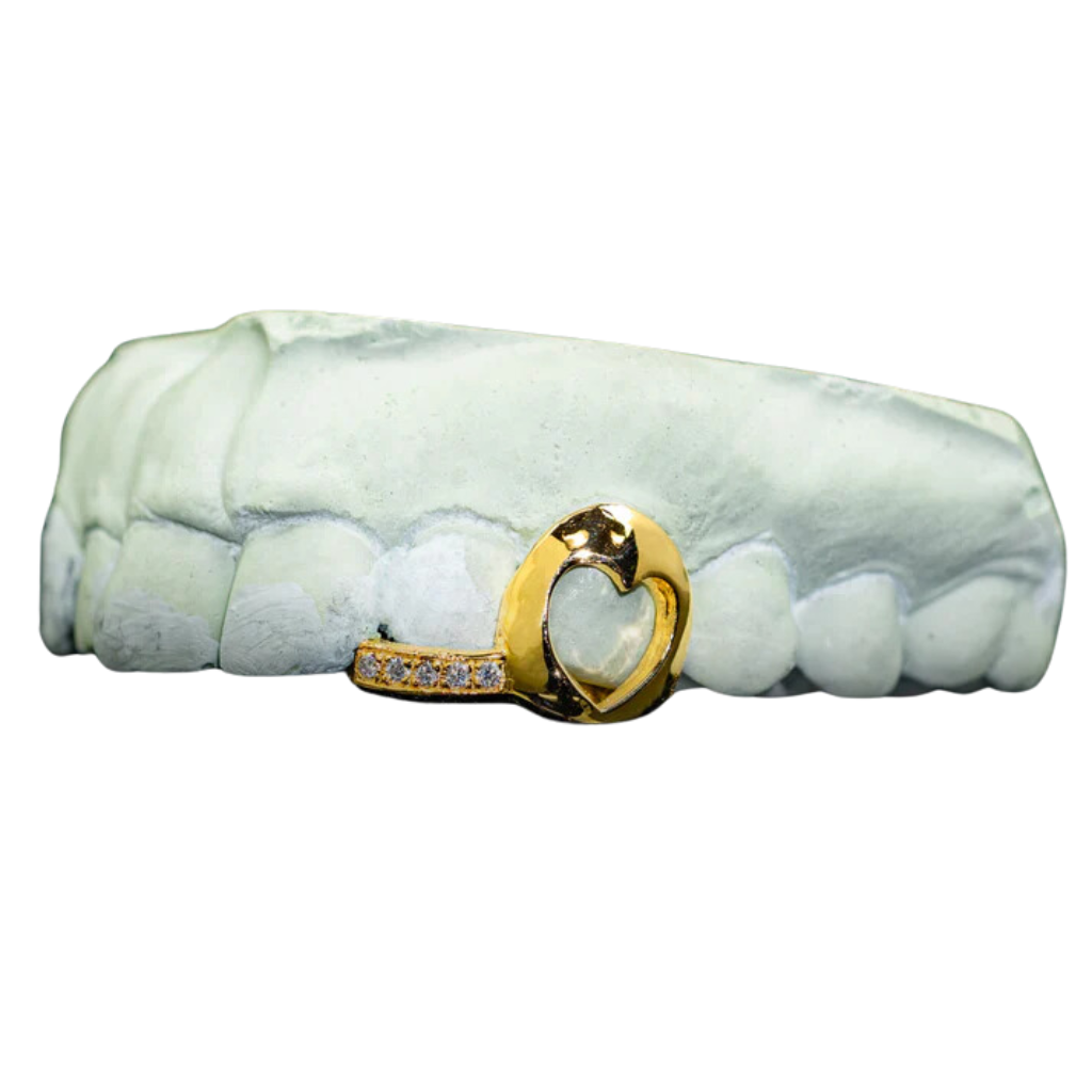 DD72 Open Face Heart with Iced Tip Double Cap Grillz