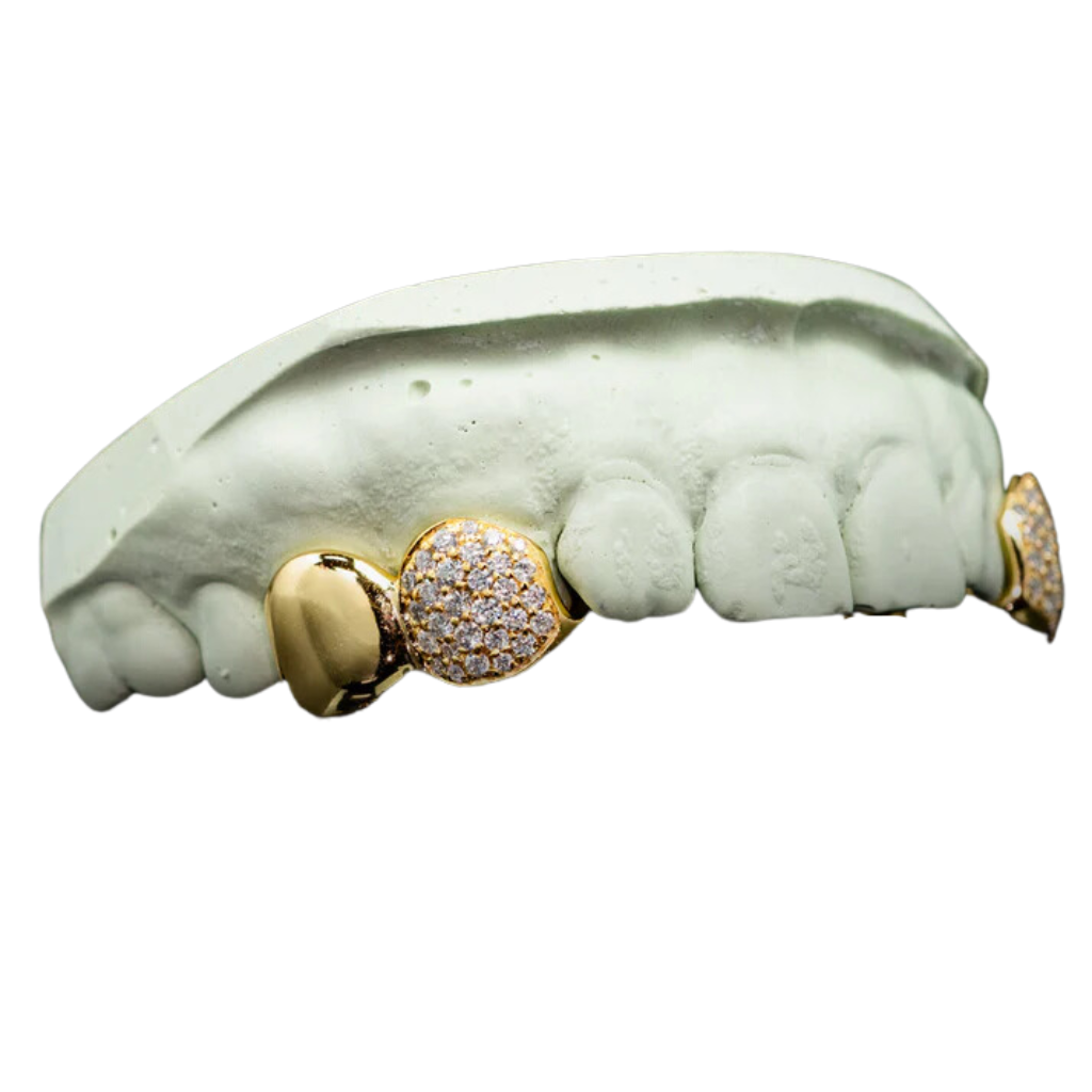 DD74 Solid and Iced Top Double Cap Grillz