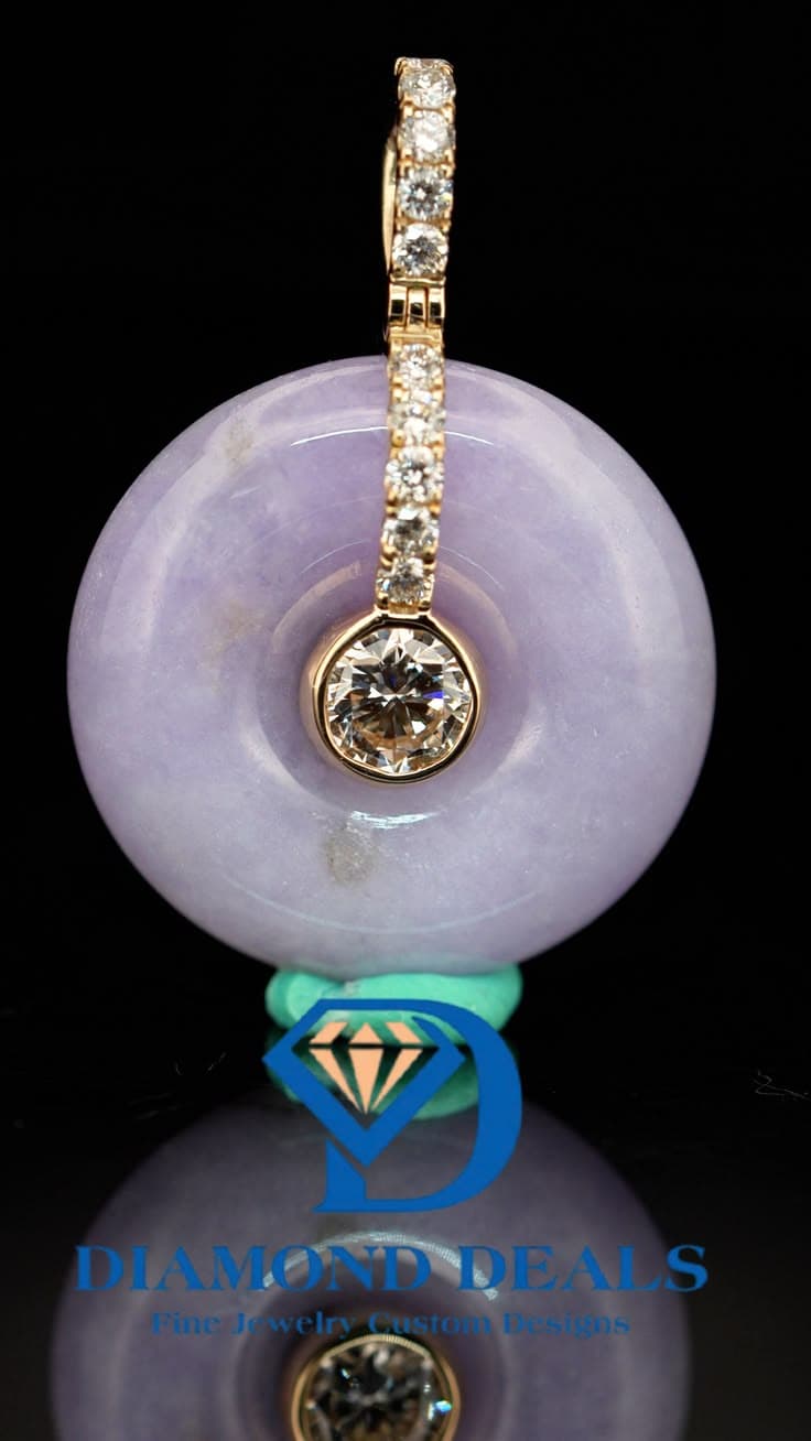 18K Yellow Gold Donut Purple Jade Pendant