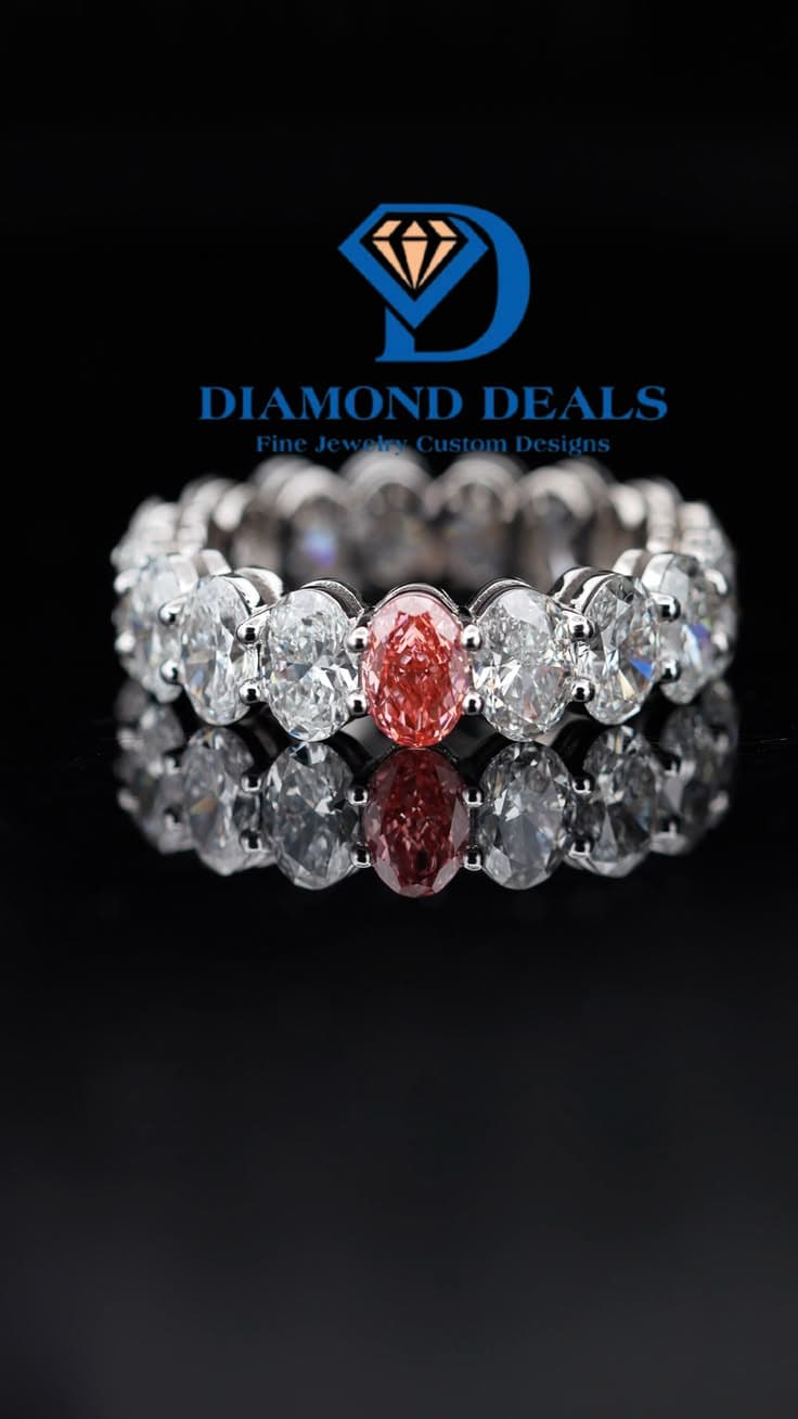 Custom Red Accent Eternity Band