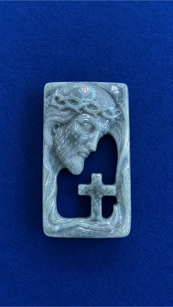 Jade Jesus Cross Frame Pendant