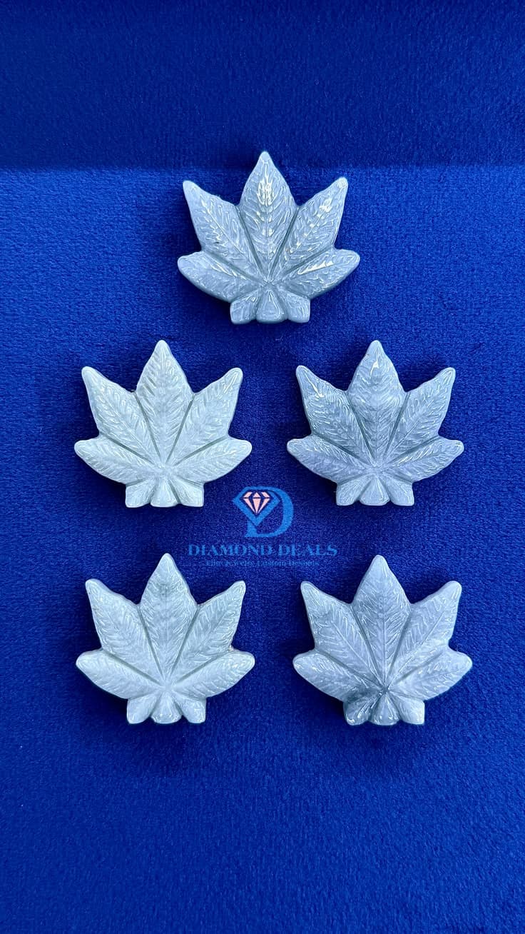 Carved Jade Marijuana Leaf Pendant