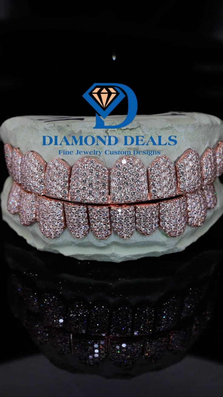 10 Top 10 Bottom Full Honeycomb Rose Gold Grillz