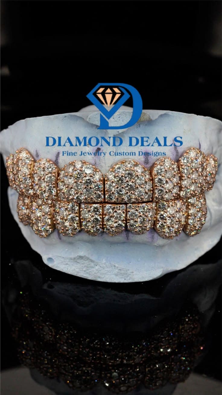 8 Top 8 Bottom Rose Gold Jumbo Pavé Grillz