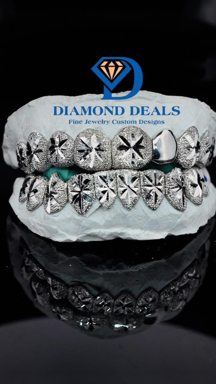 10 Top 10 Bottom Diamond Dust Starburst Cut Grillz
