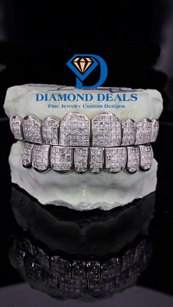8 Top 8 Bottom Invisible Set Moissanite Grillz