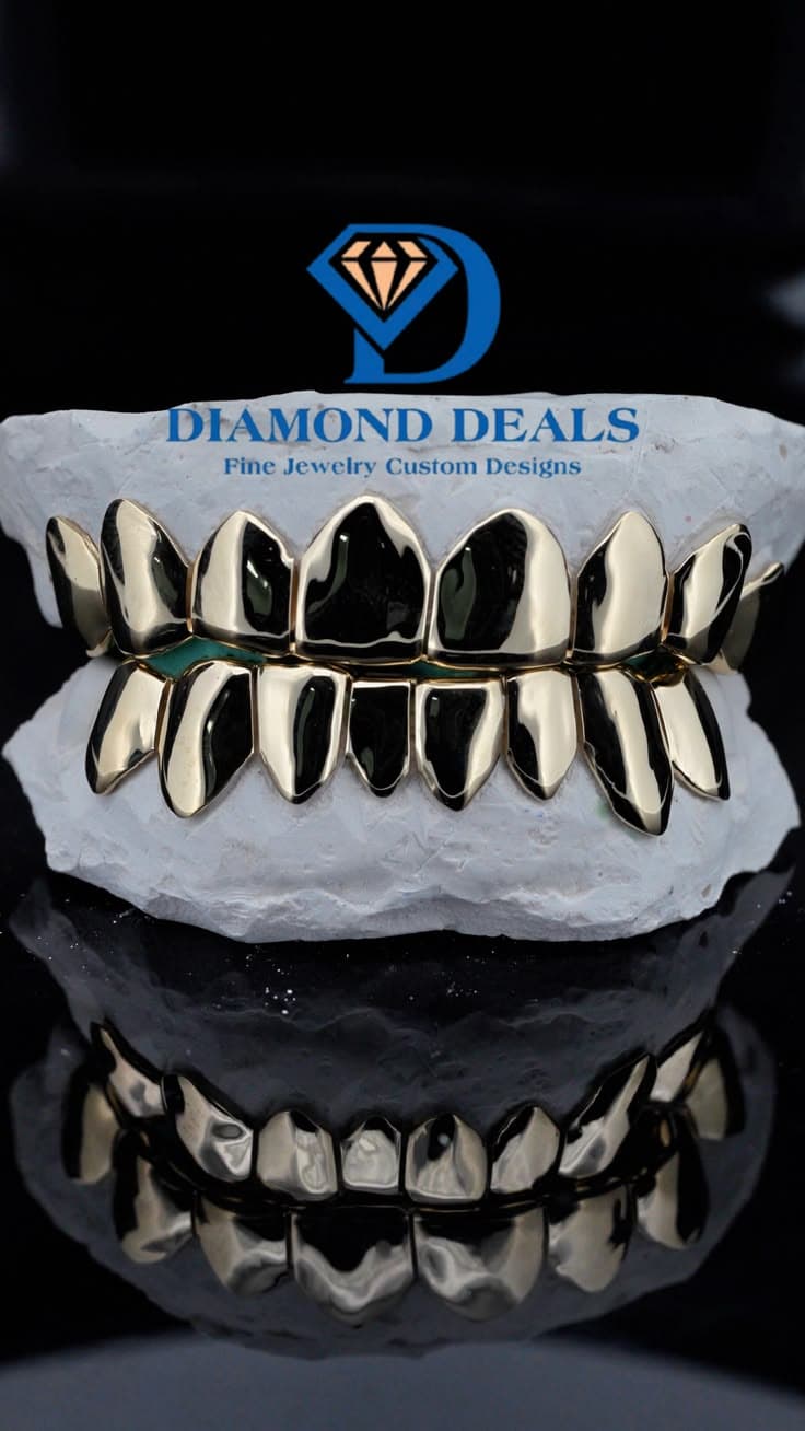 8 Top 8 Bottom Yellow Solid Grillz