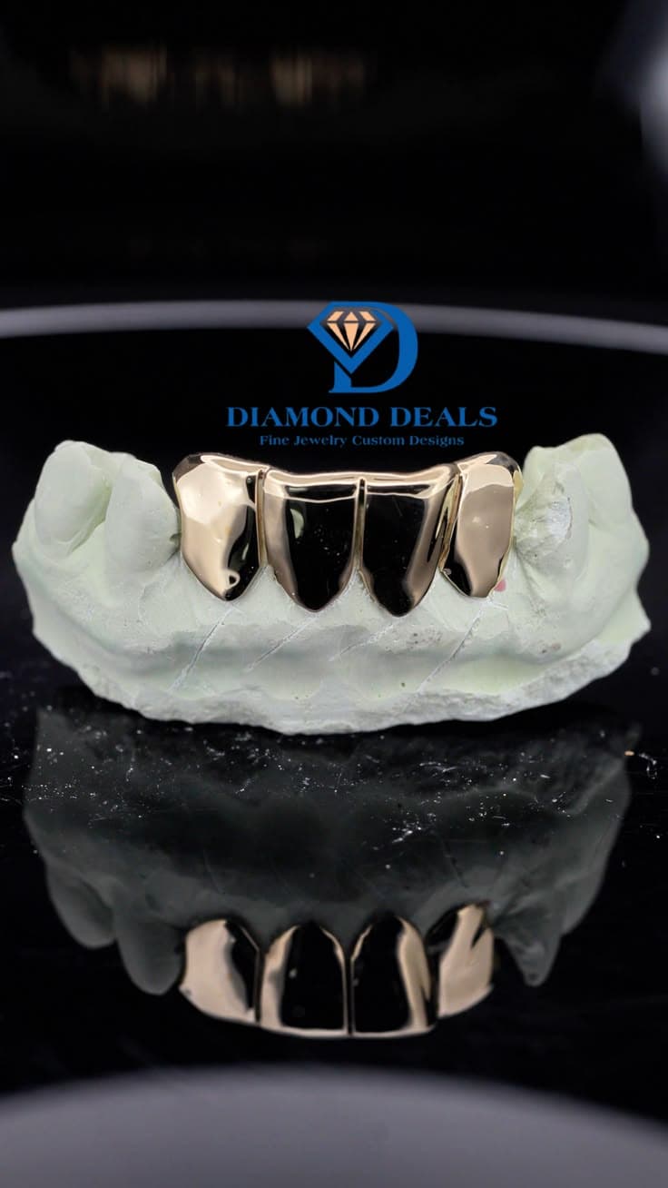 4 Bottom Yellow Solid Grillz