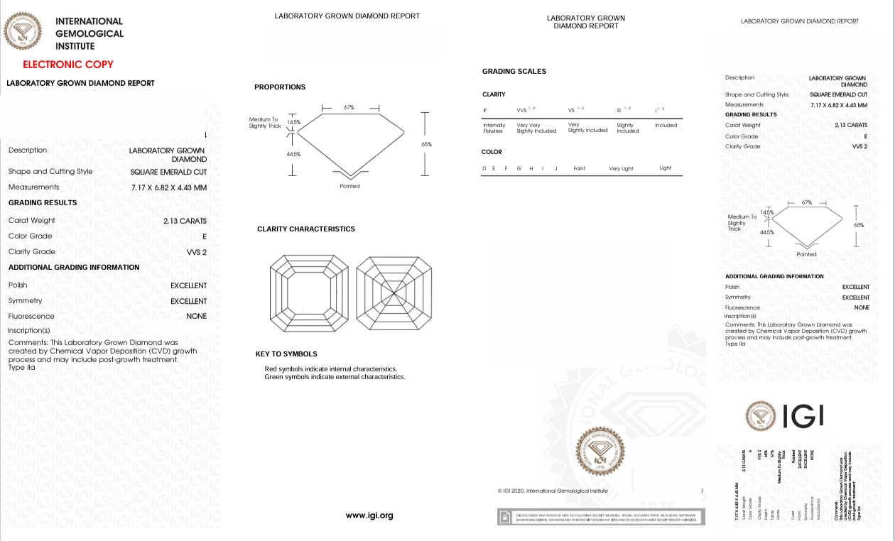 DAR108 - X-98-621 Asscher Diamond IGI Lab- Grown 2.13 Carat