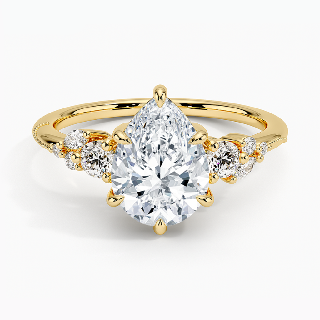 DDRG19 - Camellia Three Stone Diamond Engagement Ring