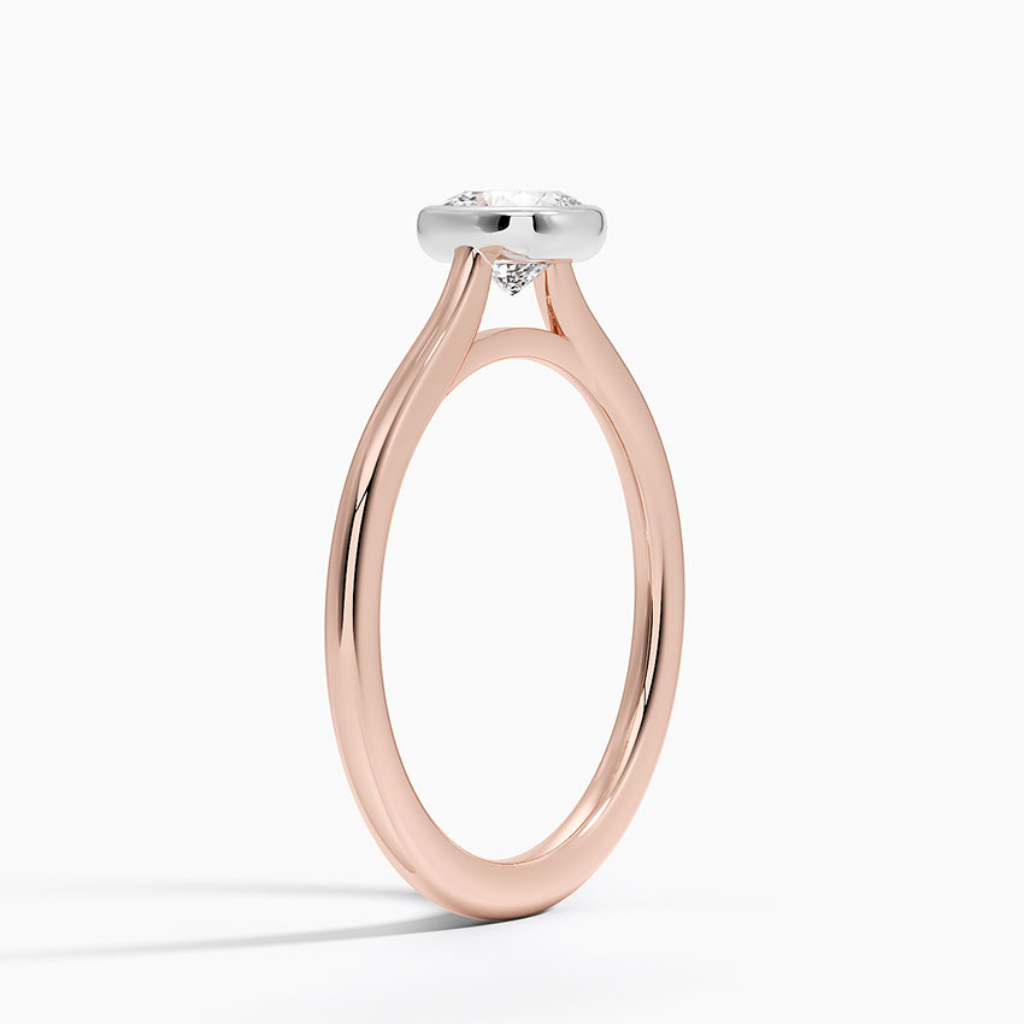 DDRG81 - Mixed Metal Petite Luna Bezel Engagement Ring
