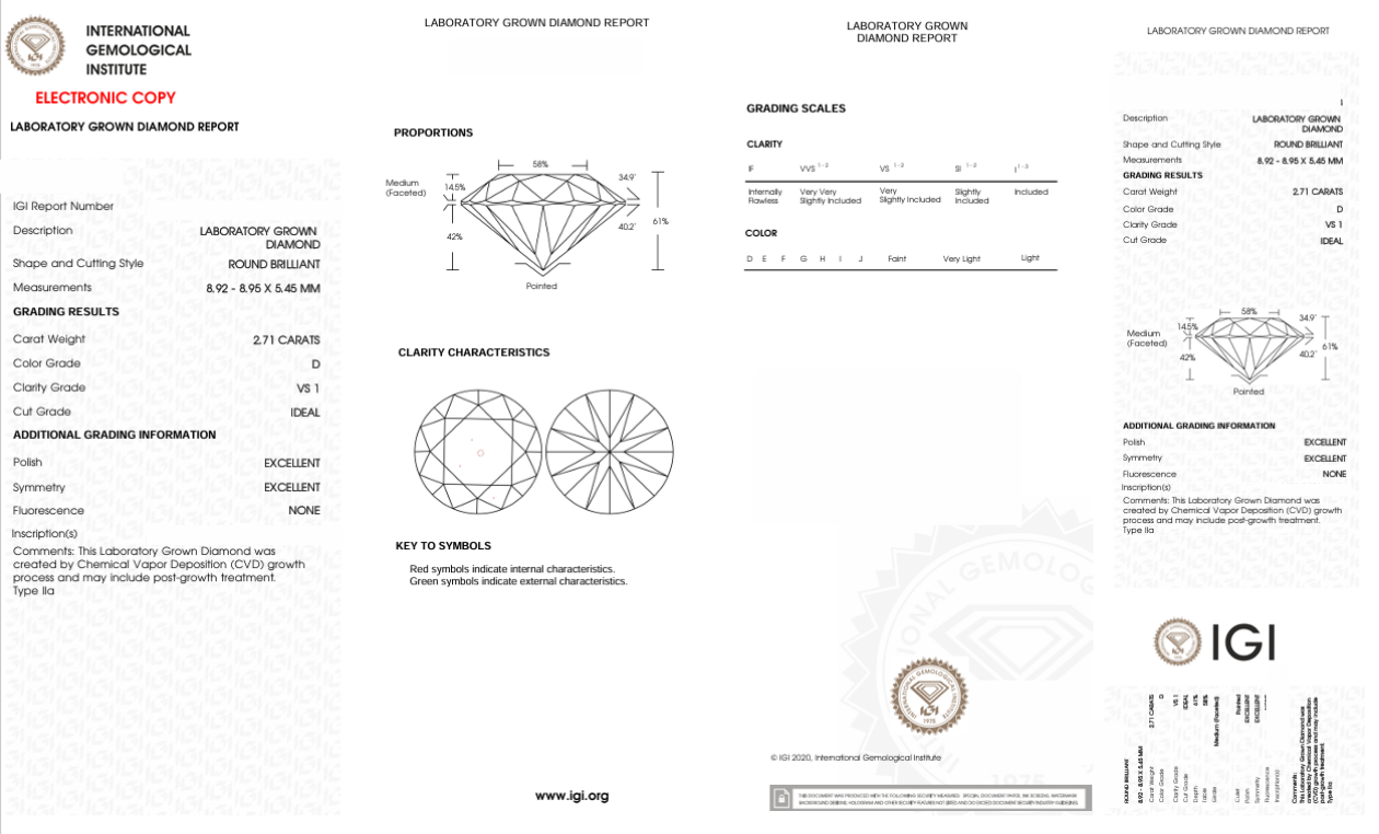 DR116 - X-95-127 Round Diamond IGI Lab-Grown 2.71 carat