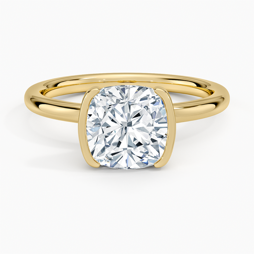 DDRG64 - Annika Half Bezel Solitaire Engagement Ring