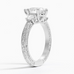 DDRG16 - Antique Scroll Three Stone Trellis Diamond Engagement Ring