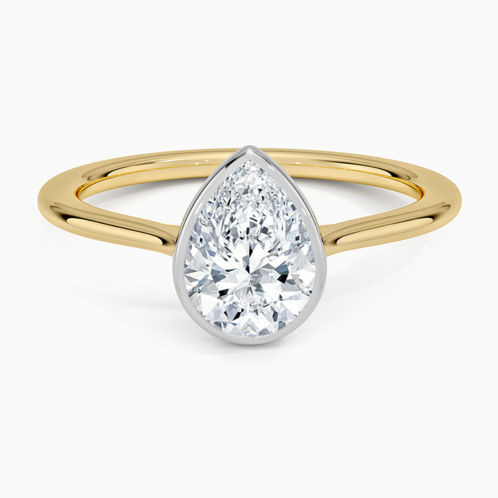 DDRG81 - Mixed Metal Petite Luna Bezel Engagement Ring