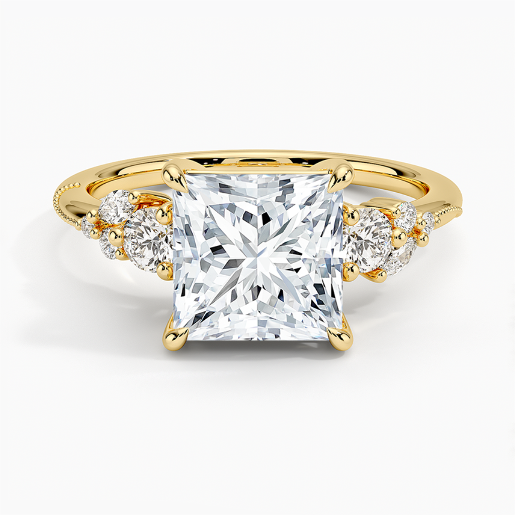 DDRG19 - Camellia Three Stone Diamond Engagement Ring