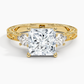 DDRG16 - Antique Scroll Three Stone Trellis Diamond Engagement Ring