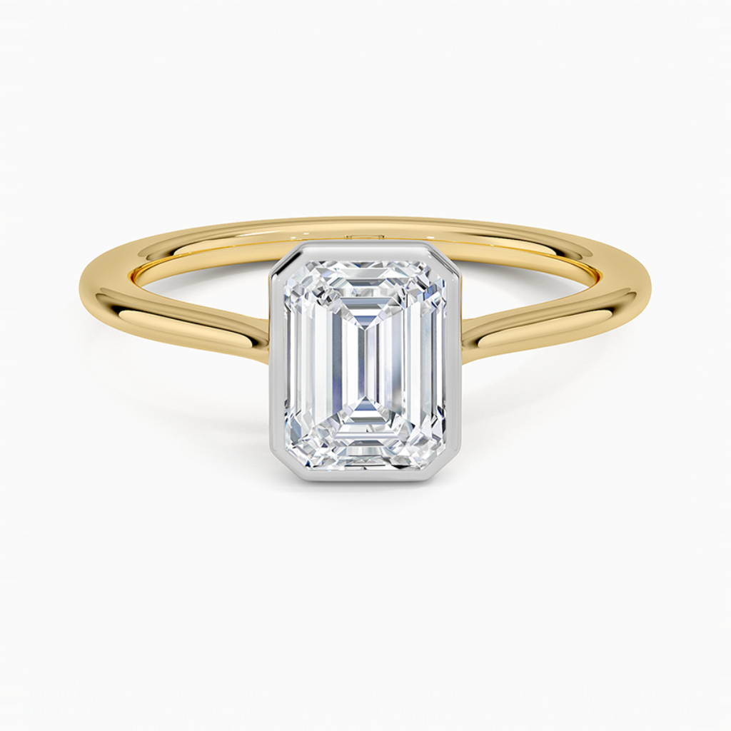 DDRG81 - Mixed Metal Petite Luna Bezel Engagement Ring