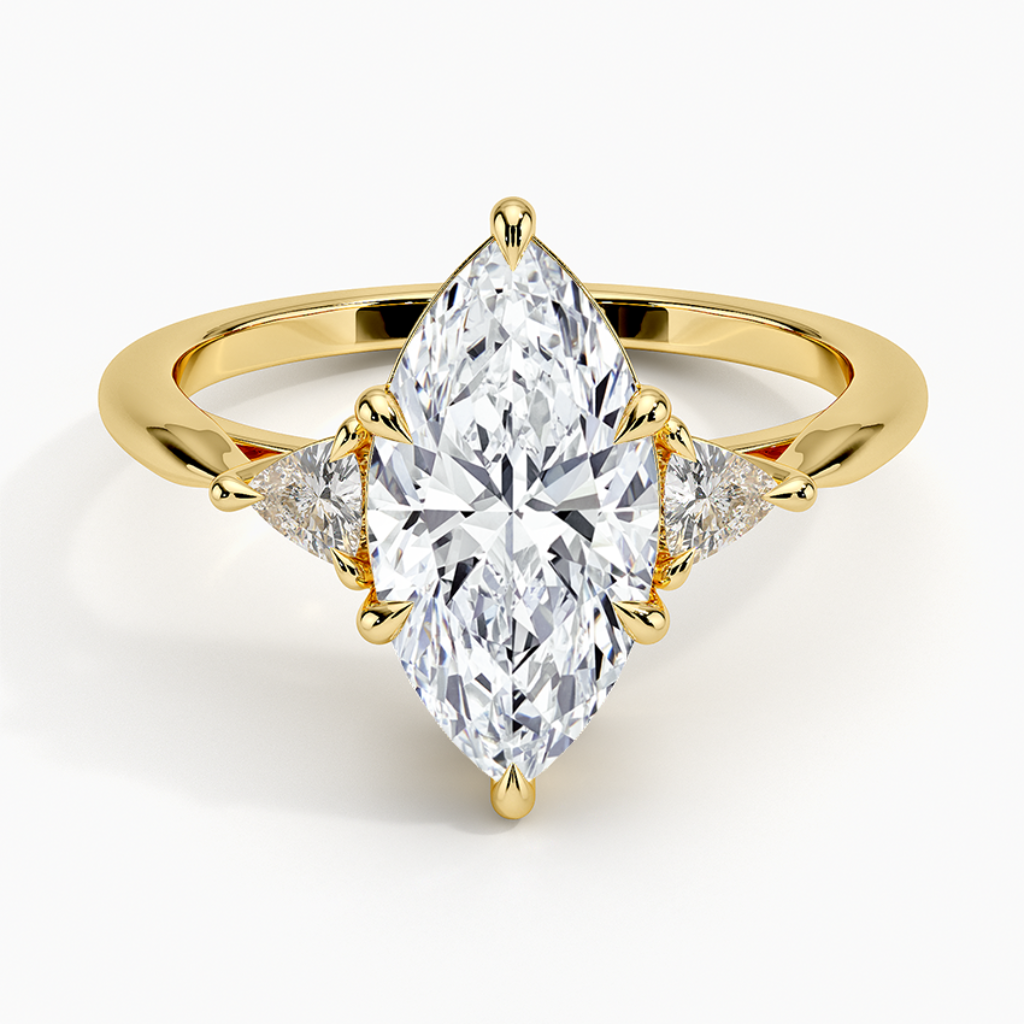 DDRG21 - Trillion Cut Three Stone Diamond Engagement Ring