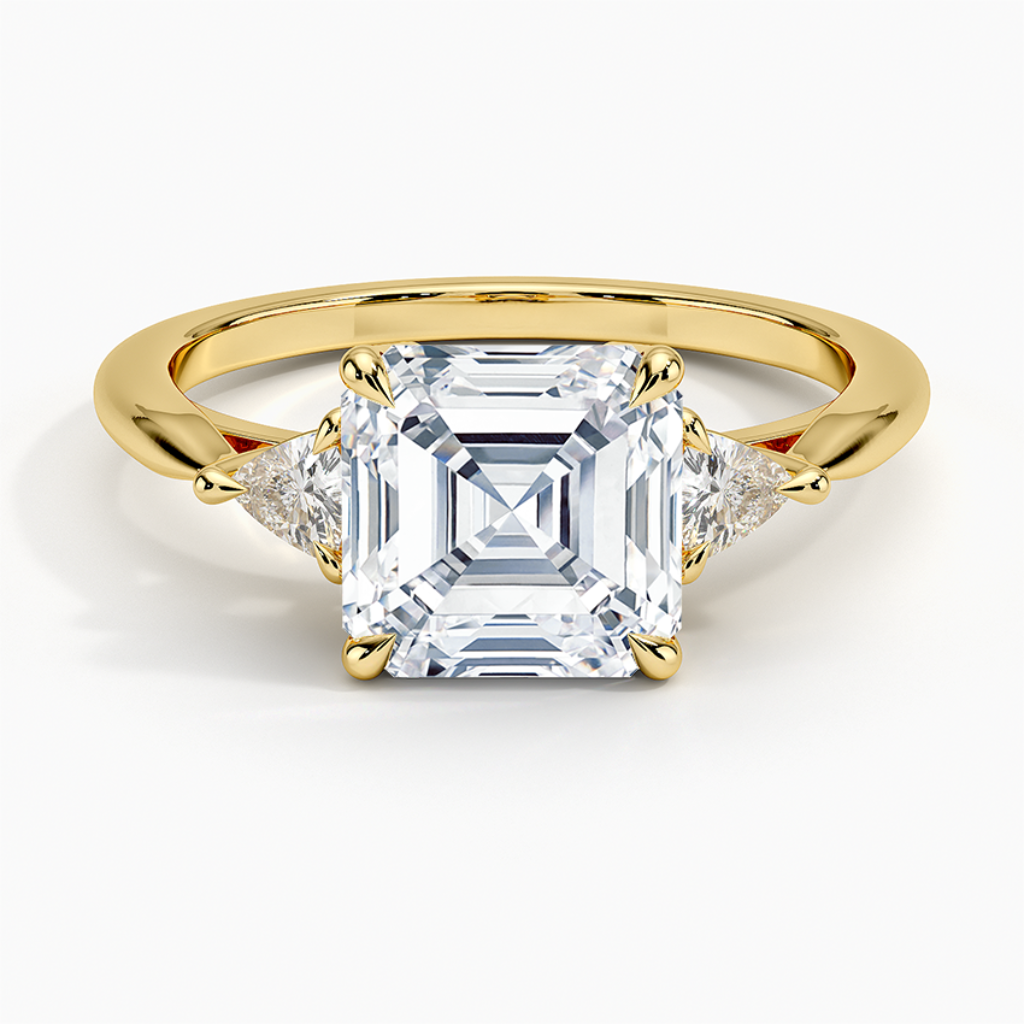 DDRG21 - Trillion Cut Three Stone Diamond Engagement Ring