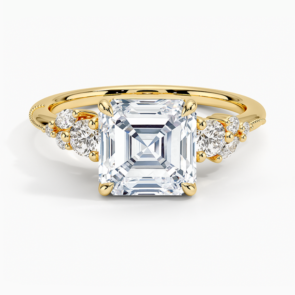 DDRG19 - Camellia Three Stone Diamond Engagement Ring