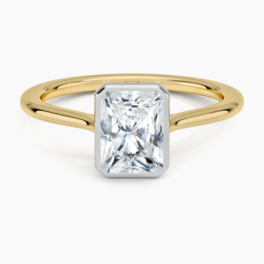 DDRG81 - Mixed Metal Petite Luna Bezel Engagement Ring