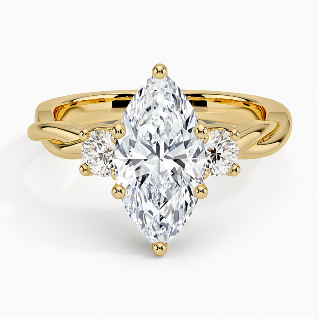 DDRG26 - Twisted Vine Three Stone Diamond Engagement Ring