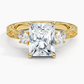 DDRG16 - Antique Scroll Three Stone Trellis Diamond Engagement Ring