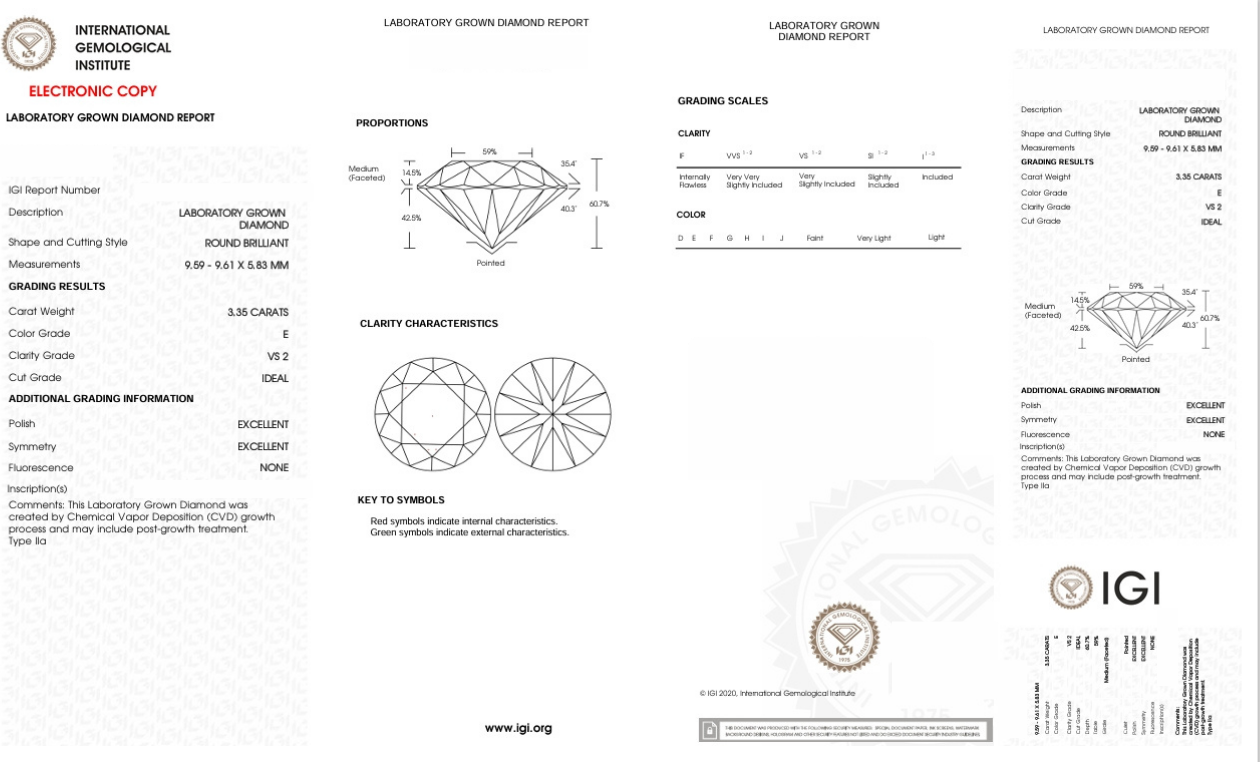 DR1  - X-79-129 Round Diamond IGI Lab-Grown 3.35 carat