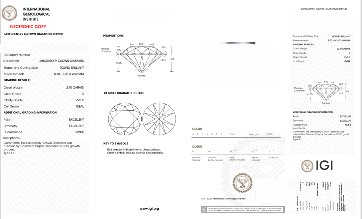 DR220 - X-117-1926 Round Diamond IGI Lab-Grown 2.1 carat