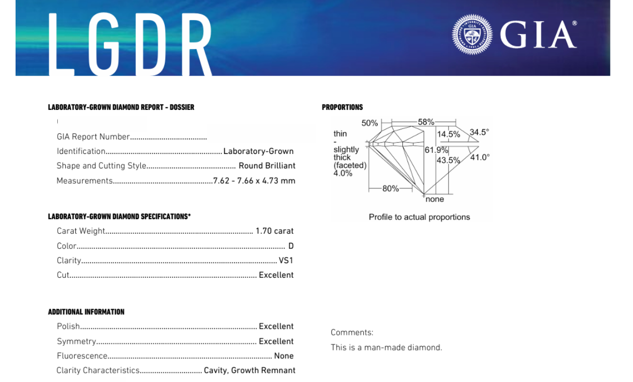 DR347 - X-71-098 Round Diamond GIA Lab-Grown 1.7 carat