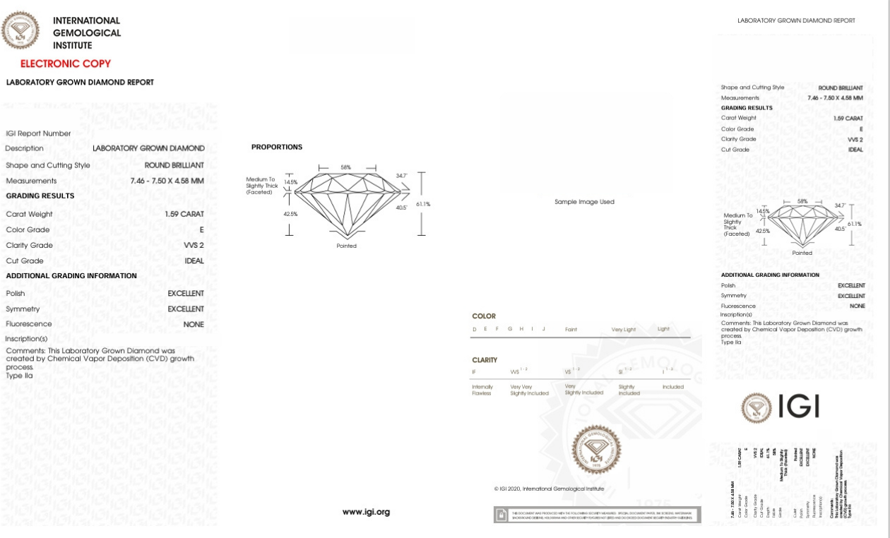 DR368 - X-117-1891 Round Diamond IGI Lab-Grown 1.59 carat