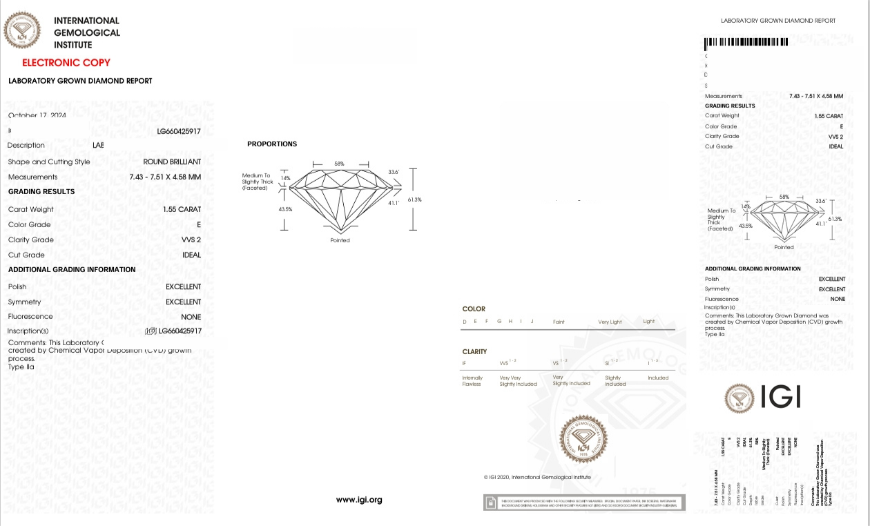DR418 - NJ-117-066 Round Diamond IGI Lab-Grown 1.55 carat