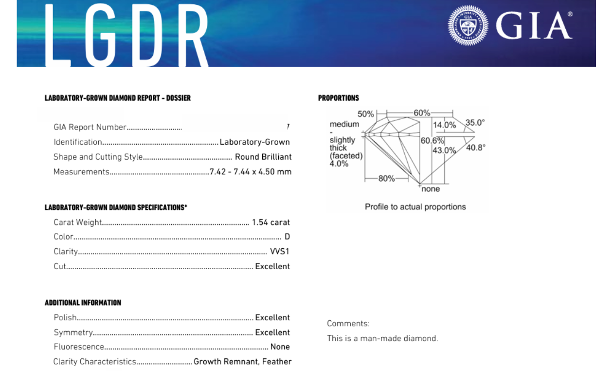 DR429 - X-95-077 Round Diamond GIA Lab-Grown 1.54 carat
