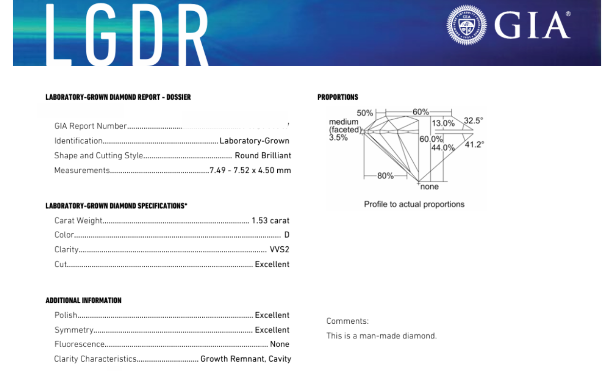 DR430 - X-95-072 Round Diamond GIA Lab-Grown 1.53 carat