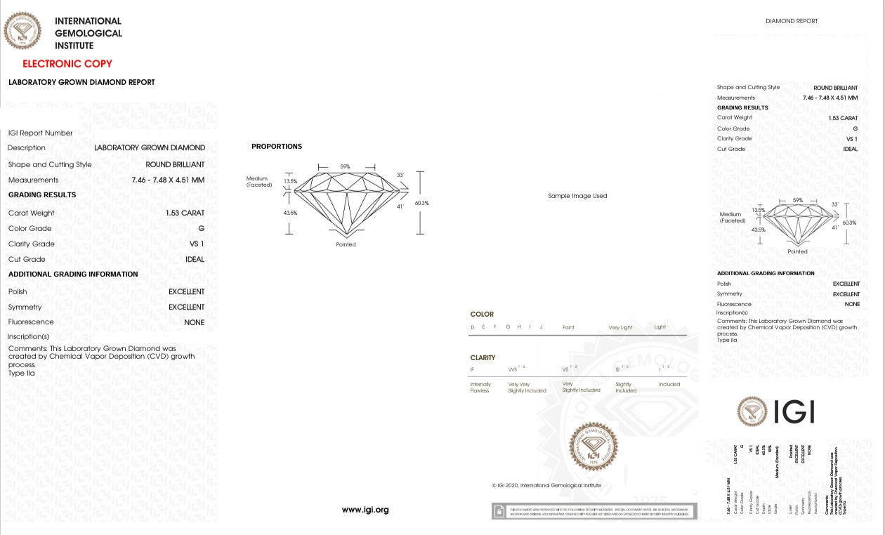 DR437 - NJ-117-143 Round Diamond IGI Lab-Grown 1.53 carat