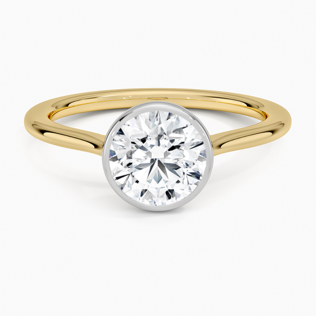 DDRG81 - Mixed Metal Petite Luna Bezel Engagement Ring