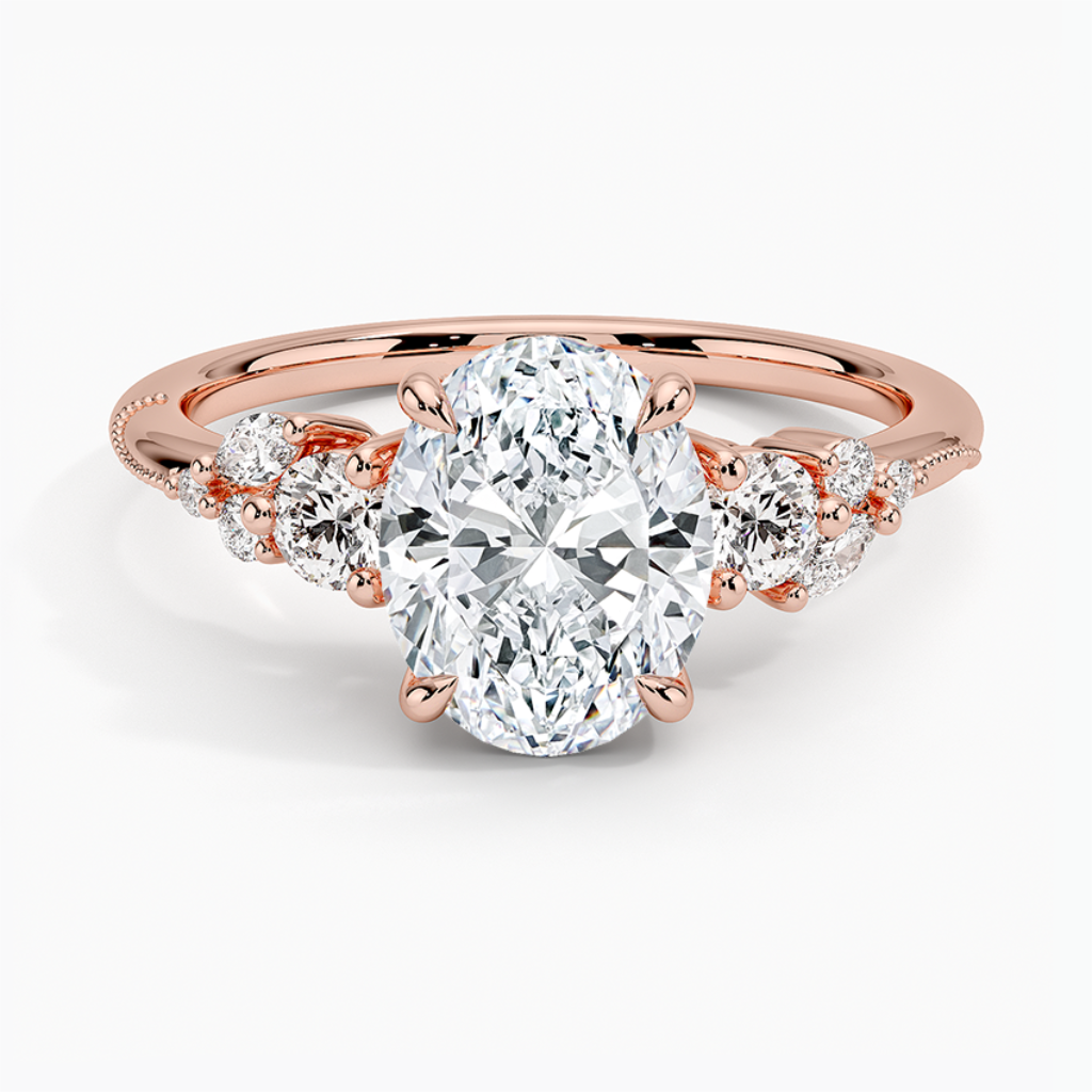 DDRG19 - Camellia Three Stone Diamond Engagement Ring