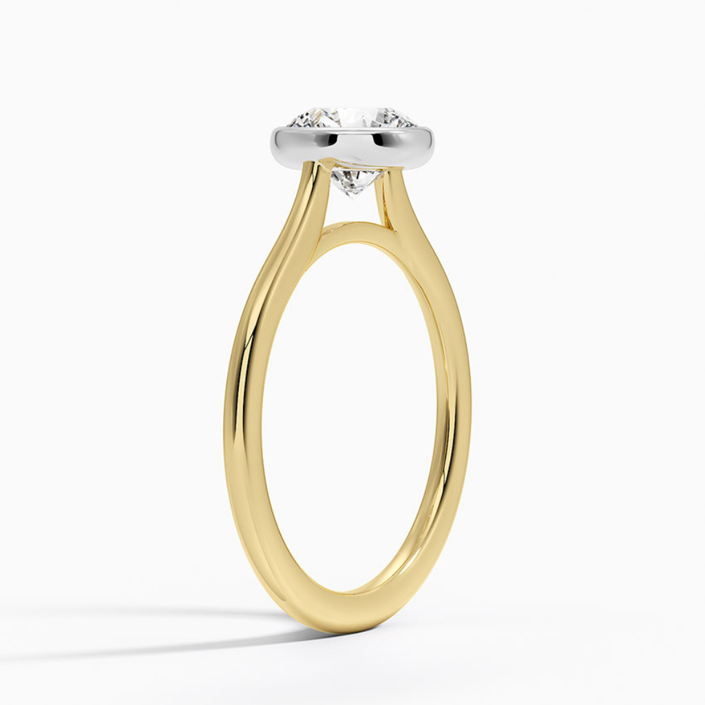 DDRG81 - Mixed Metal Petite Luna Bezel Engagement Ring