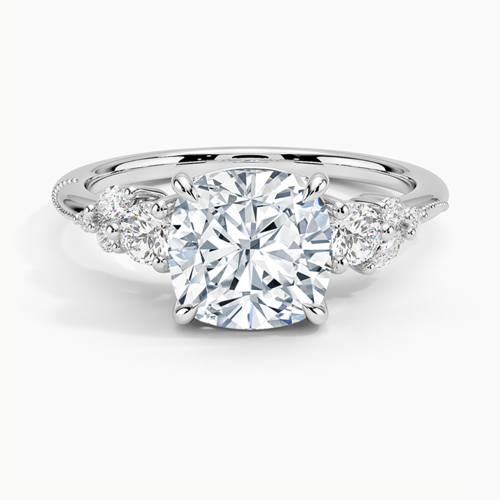 DDRG19 - Camellia Three Stone Diamond Engagement Ring