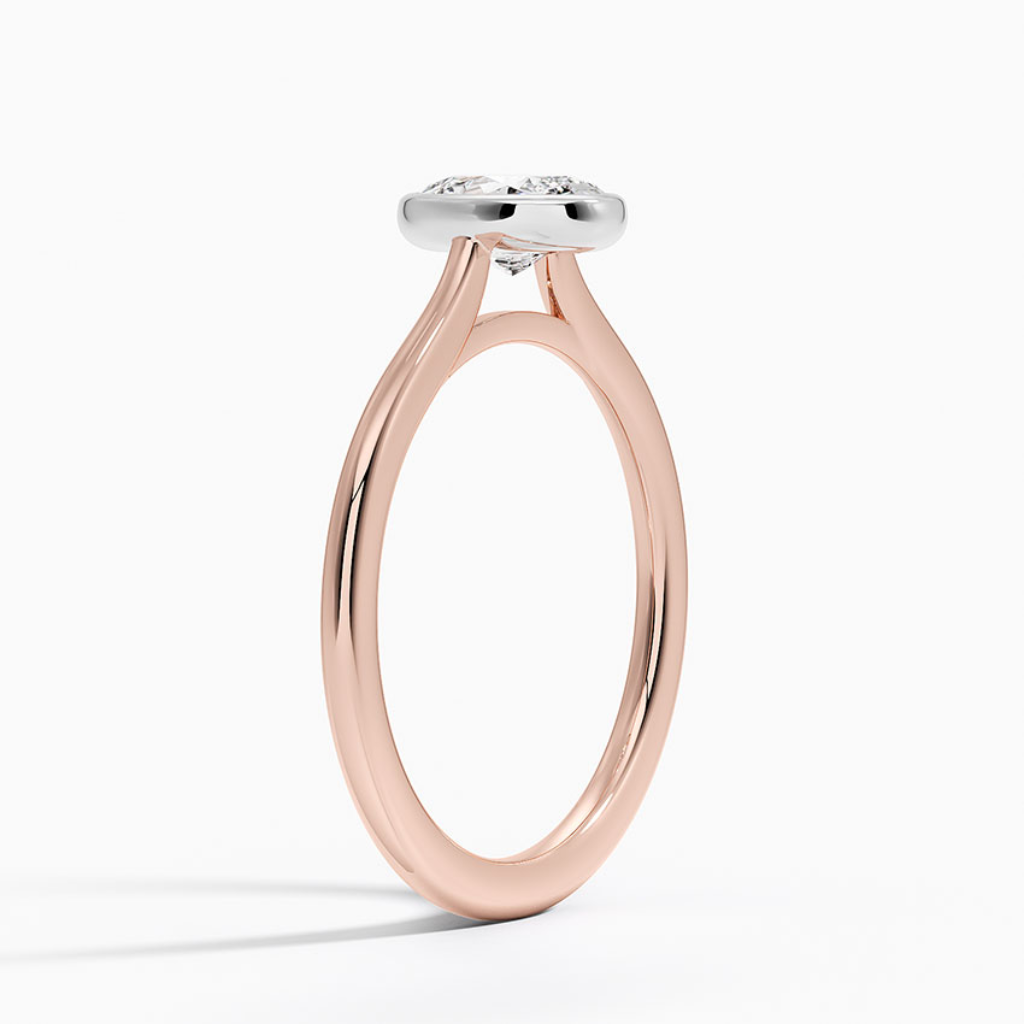 DDRG81 - Mixed Metal Petite Luna Bezel Engagement Ring